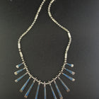 16 inches Inlay Lapis needlepoint sterling silver bead necklace - vintage