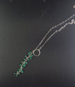 16 inches vintage Malachite sterling silver necklace