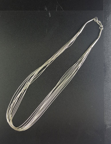 18 inches 10 strands liquid silver necklace