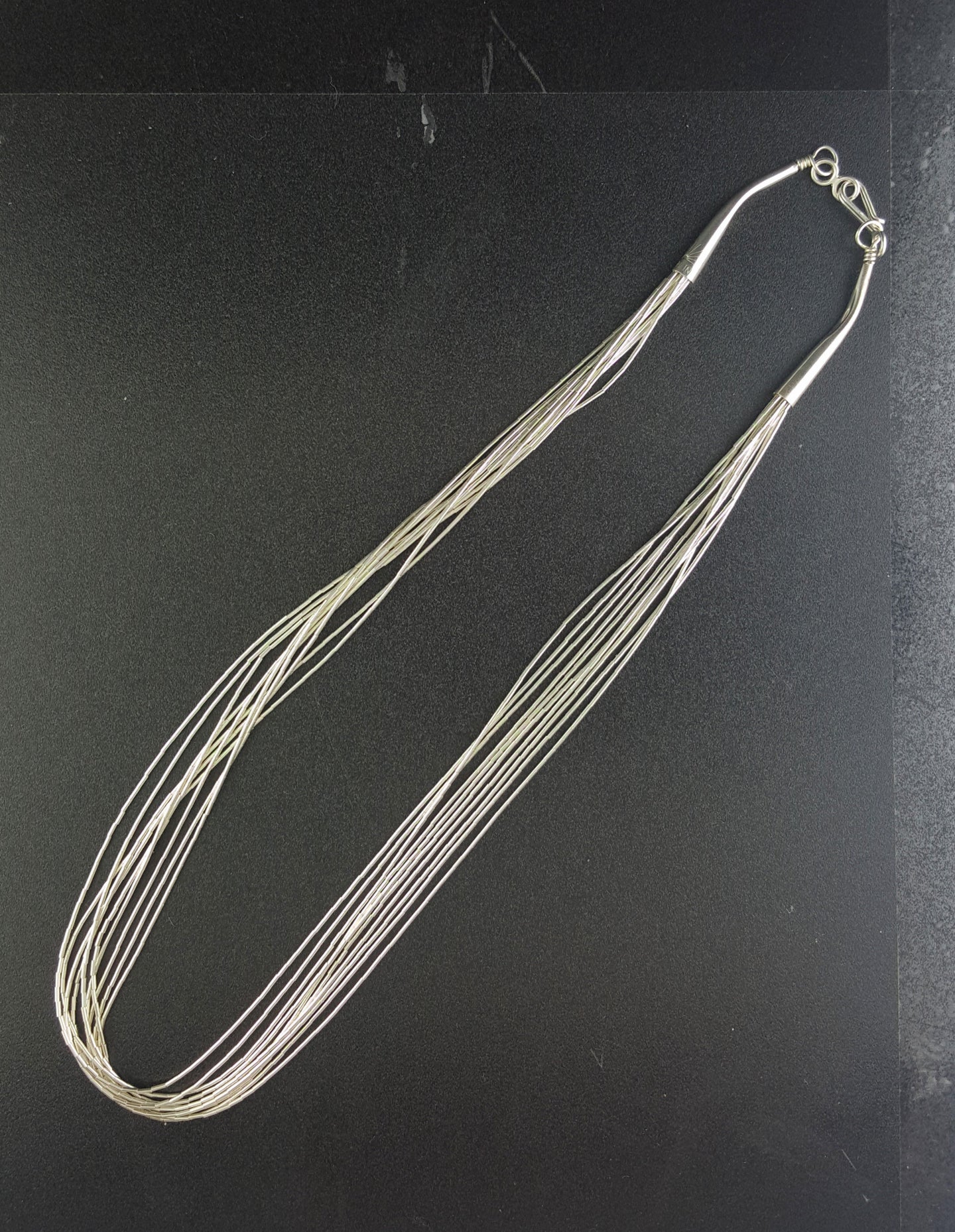 18 inches 10 strands liquid silver necklace