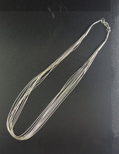 16 inches 10 strands liquid silver necklace