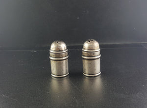 SMALL antique bottle salt and pepper sterling silver shaker set - vintage