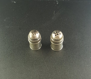 SMALL antique bottle salt and pepper sterling silver shaker set - vintage