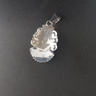 Navajo Sleeping beauty blackweb turquoise shell shape half moon sterling silver pendant