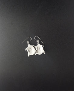 Blue fire opal Sterling Silver sea turtle dangle earrings