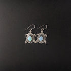 Blue fire opal Sterling Silver sea turtle dangle earrings