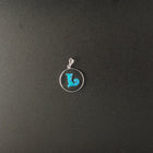 Letter name L Blue Fire Opal Round sterling silver pendant - personalized jewelry