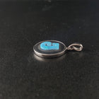 Letter name J Blue Fire Opal Round sterling silver pendant - personalized jewelry