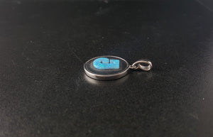 Letter name J Blue Fire Opal Round sterling silver pendant - personalized jewelry