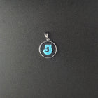 Letter name J Blue Fire Opal Round sterling silver pendant - personalized jewelry