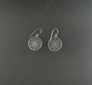 Southwest Magic Circle Kingman turquoise sterling silver dangle earrings