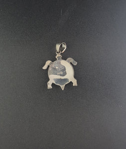 Southwest Turtle Micro Inlay turquoise white opal black onyx orange spiny oyster sterling silver pendant