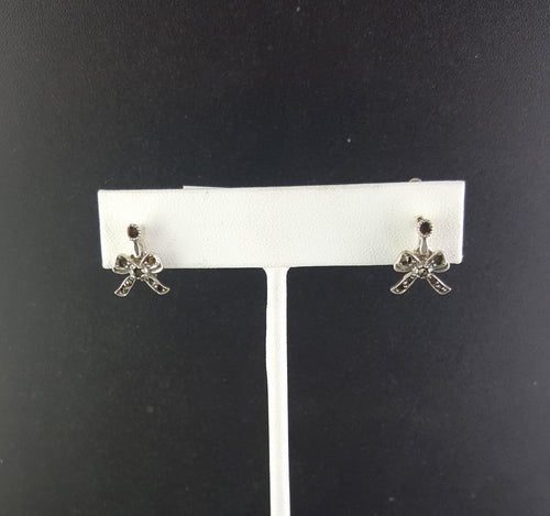 Bow Tie sterling silver Latch closure earrings- VINTAGE