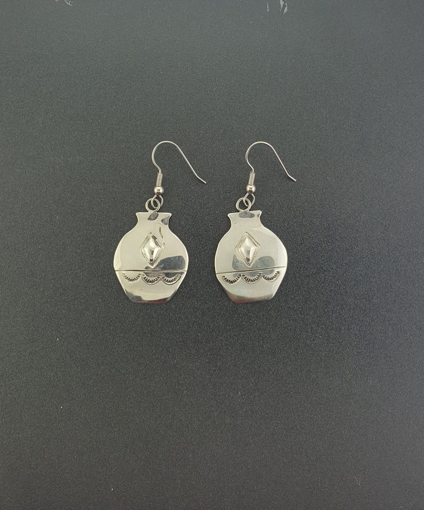 VINTAGE Navajo Big Vase sterling silver dangle earrings