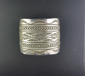 Big Heavy Navajo sterling silver Cuff Bracelet - stamped RE