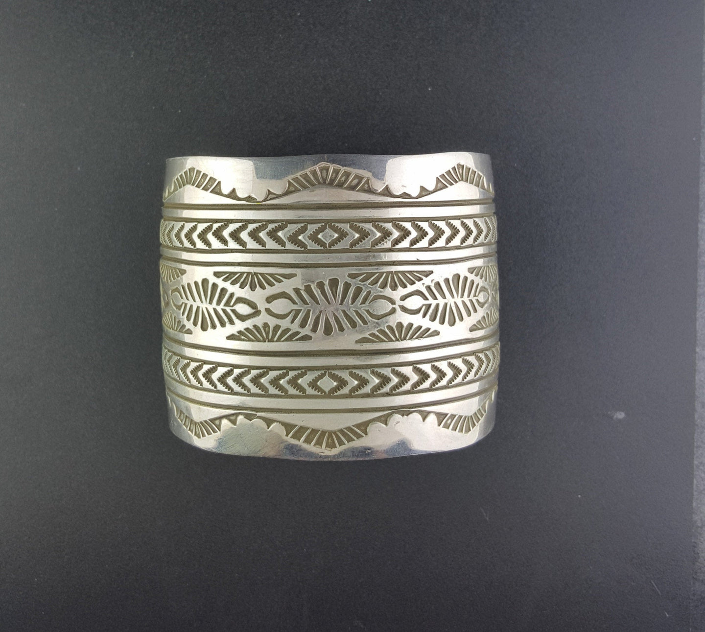 Big Heavy Navajo sterling silver Cuff Bracelet - stamped RE