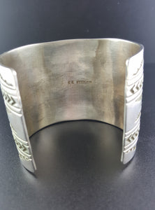 Big Heavy Navajo sterling silver Cuff Bracelet - stamped RE
