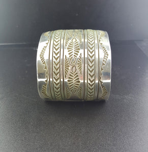 Big Heavy Navajo sterling silver Cuff Bracelet - stamped RE