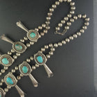 Vintage Navajo Kingman turquoise squash blossom Sterling silver necklace