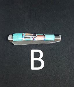 Double Blade Knife - Turquoise inlay Southwestern Style