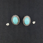 Southwest Oval 14x10mm Kingman Turquoise sterling silver post earrings