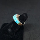 size 6 1/2 VINTAGE Natural Kingman Turquoise Inlay Pointy Teardrop sterling silver ring