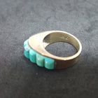 size 6 1/2 VINTAGE Natural Kingman Turquoise Inlay Pointy Teardrop sterling silver ring