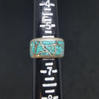 size 6 1/4 VINTAGE Micro Chip Inlay  Turquoise sterling silver ring