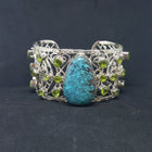 Natural Turquoise Peridot sterling silver Cuff bracelet