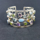 Natural Opal Amethyst Blue Topaz Citrine Peridot sterling silver cuff bracelet