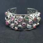 Natural Amethyst Topaz sterling silver cuff bracelet