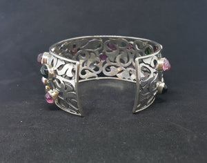 Natural Amethyst Topaz sterling silver cuff bracelet