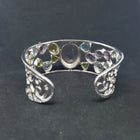 Natural Amethyst Citrine Blue Topaz Peridot sterling silver cuff bracelet