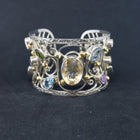 Natural Citrine Blue Topaz Amethyst Peridot sterling silver cuff bracelet