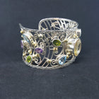 Natural Citrine Blue Topaz Amethyst Peridot sterling silver cuff bracelet