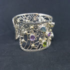 Natural Citrine Blue Topaz Amethyst Peridot sterling silver cuff bracelet