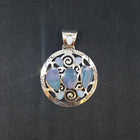 Natural Opal Navajo Design sterling silver Round Pendant
