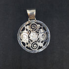 Natural Opal Navajo Design sterling silver Round Pendant