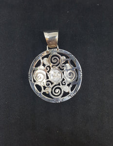 Natural Opal Navajo Design sterling silver Round Pendant