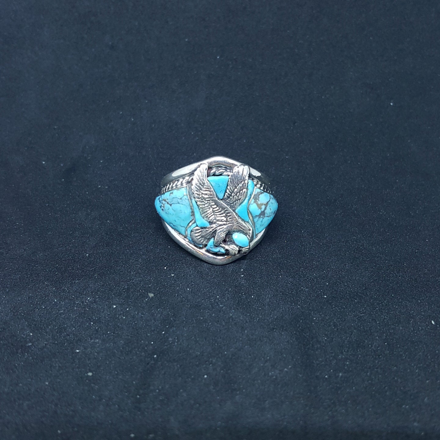 size 12 American Eagle Kingman Turquoise sterling silver mens ring -