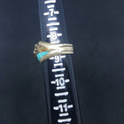 size 8 3/4 Navajo Feather Turquoise with CZ sterling silver ring - VINTAGE - men's ring