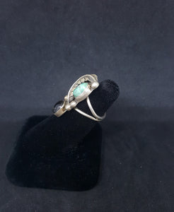 size 6 1/2 Vintage Royston turquoise Black Onyx Leaf Flower sterling silver ring