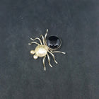 Native American Spider Black Onyx sterling silver lapel pin - vintage