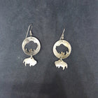 Vintage Navajo Buffalo sterling silver dangle earrings