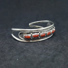 Red Coral Navajo sterling silver cuff bracelet