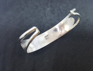Red Coral Navajo sterling silver cuff bracelet