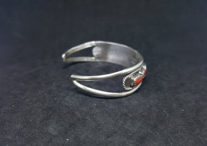 Red Coral Navajo sterling silver cuff bracelet