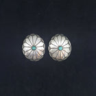 vintage Native American Concho turquoise sterling silver earrings - clip-on