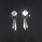 vintage Navajo needlepoint black onyx sterling silver post earrings