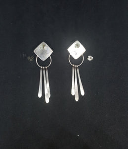 vintage Navajo needlepoint black onyx sterling silver post earrings